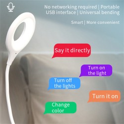 Mini Portable Led Night Light Smart Voice Control Light 360-degree Rotation Usb Decorative Lamp White