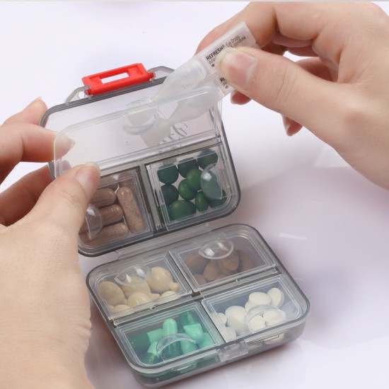 Mini Portable Pill Box Organizer Small Week First Aid Kit for Travel wine red