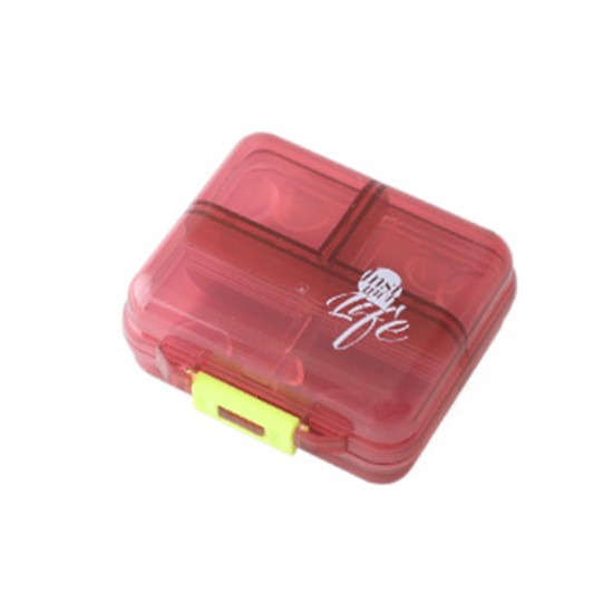 Mini Portable Pill Box Organizer Small Week First Aid Kit for Travel wine red