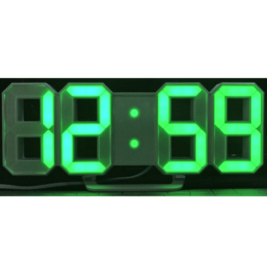 Modern Digital LED Wall Clock Table Desk Night Electric Clock Alarm Watch Multi-Functional LED Clock 24 or 12 Hour Display Green