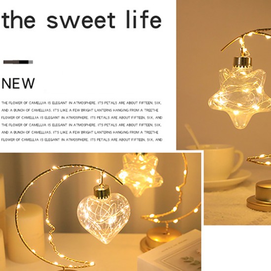 Moon Love Stars Decorative Lamp Energy Saving Night Light Desk Lamp Birthday Gift for Home Decorations ball