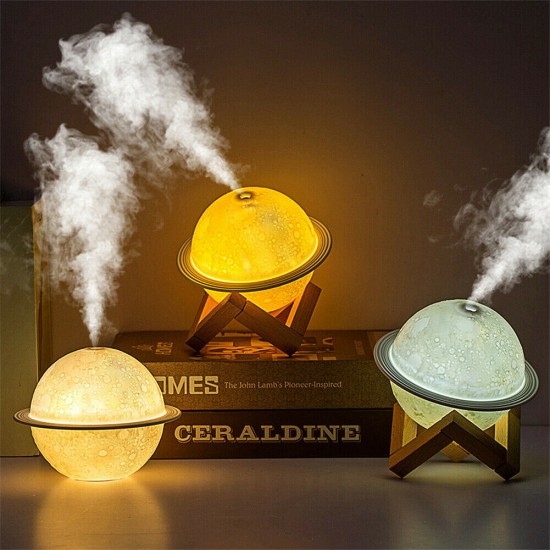 Moon-shaped Mini Humidifier Air Ultrasonic Led Usb Multifunctional Aroma Essential Oil Diffuser Night Light USB plug-in + wooden frame