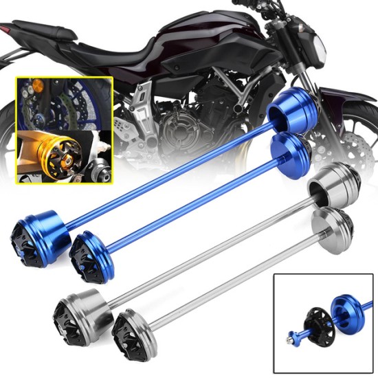 Motorcycle Front & Rear Wheel Fork Axle Sliders Cap Crash Protector for YAMAHA MT-07 FZ-07 blue