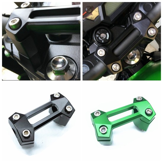 Motorcycle Handlebar Handle Bar Riser Clamp Kit for Kawasaki Z250 Z300 Z800 black