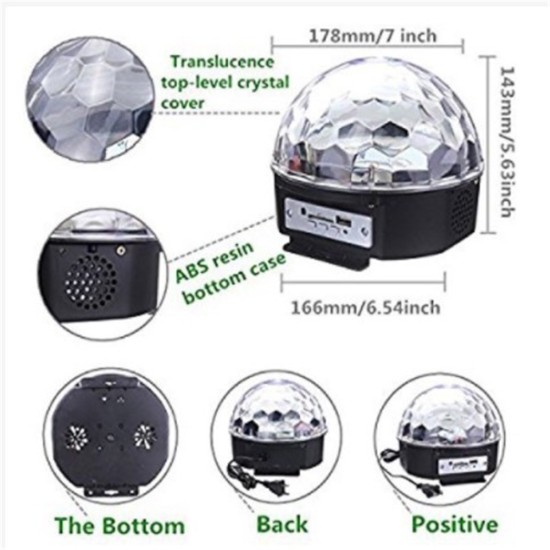 Mp3 Music Disco Magic Ball Lights With Remote Control 9 Colors Led Party Lamp Voice Controlled Rotating Lights For Dance Hall Ktv Bar Stage US Plug