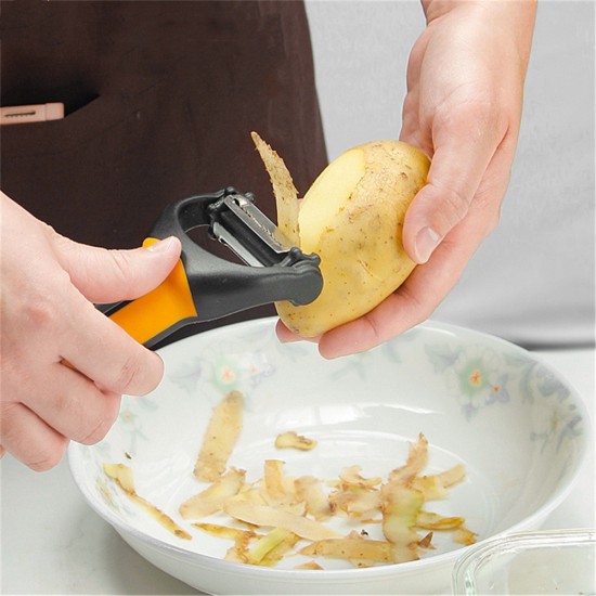 Multi-purpose  Peeler 3 In 1 Kitchen Tool Peeler Grater Bottle Opener For Fruit Vegetable Black and yellow