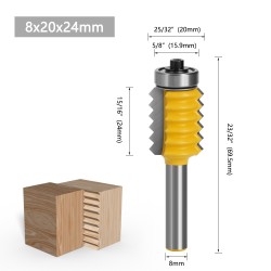 Multi-tooth Tenon Joint Woodworking Milling Cutter 8mm Shank Slotting Cutter Wave Type Splicing Woodworking Tools