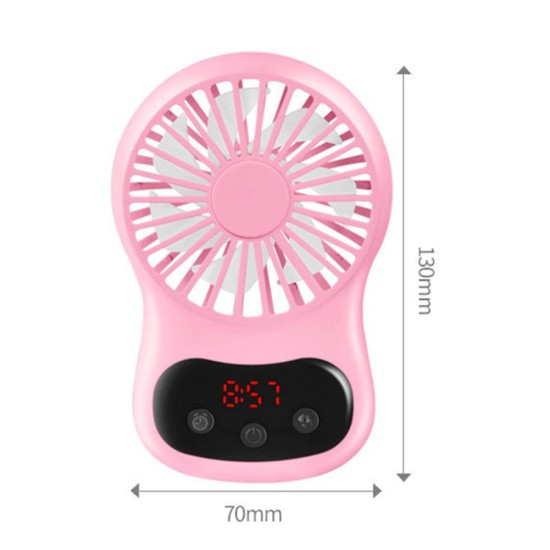 Multifunction Mini USB Fan Clock Travel Cooling Fan with Hanging Rope for Office Outdoor Home blue_130*70*20mm