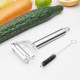 Multifunction Stainless Steel Fruit Vegetable Peeler + Brush for Potato Carrot Kitchen Tool Double-headed planer + black brush