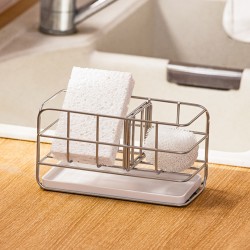 Multifunction Stainless Steel Sponge Holder Sink Drain Shelf Storage Organizer Rack white