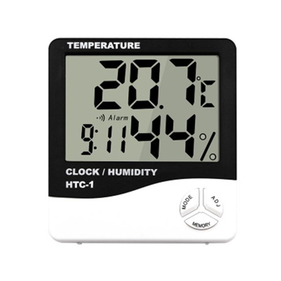 Multifunctional  Thermometer Digital Lcd Hygrometer Humidity With Alarm Clock white