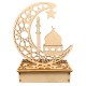 Muslim Eid LED Wood Lamp Festival Moon LED Decoration Star Prayer Shape  Moon EID