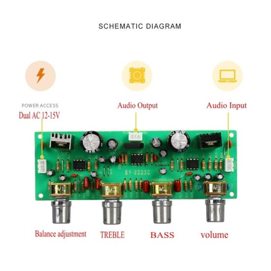 Ne4558 Amplifier Motherboard Pre-fever Tuning Board Dual AC12-15V Treble Bass Master Volume Control Board