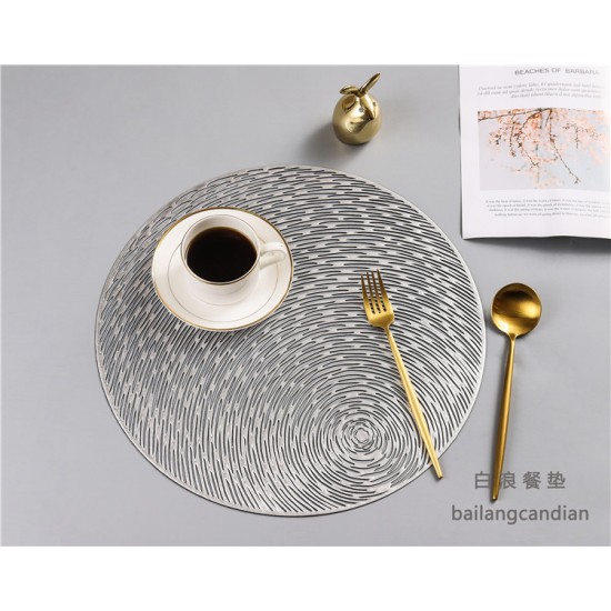 Nonslip Round Shape Hollow Heat Insulation Placemat for Hotel Restaurant Rose gold