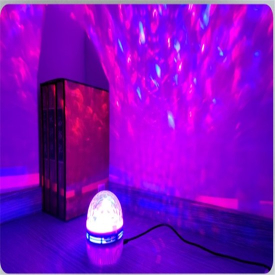 Novelty USB Charging RGB Projector  Lamp Automatically Rotating Led Night Light For Home Children Bedroom Decoration Magic Lights White crystal