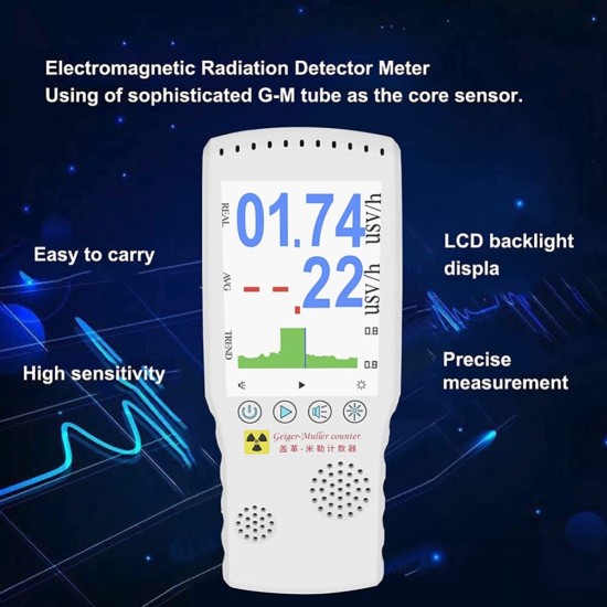 Nuclear Radiation Tester Geiger Counter Core Radiation Detector With Led Display Portable High-precision Detector For Home Radiation as picture show