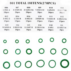 O-shape Seal Ring Set Sealing Element Washer Repairing Kit for Air Conditioner 270PCS/Set  green_270PCS Seal ring set