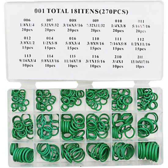 O-shape Seal Ring Set Sealing Element Washer Repairing Kit for Air Conditioner 270PCS/Set  green_270PCS Seal ring set