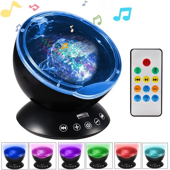 Ocean Wave Music Projector LED Night Light Black