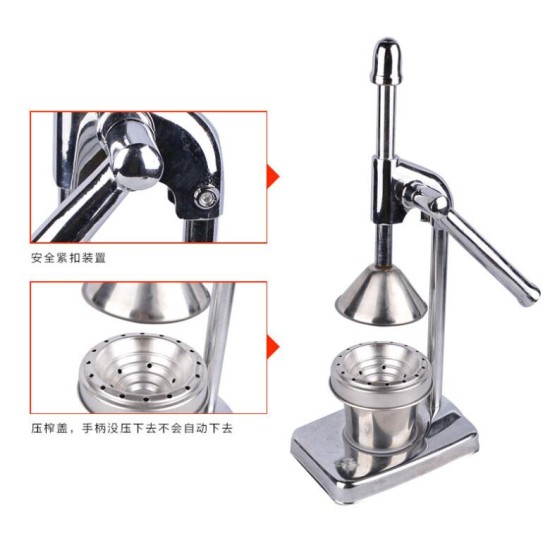 Orange Stainless Steel Juice Press Manual Lemon Pomegranate Citrus Juicer Hand-pressed Juicer Silver