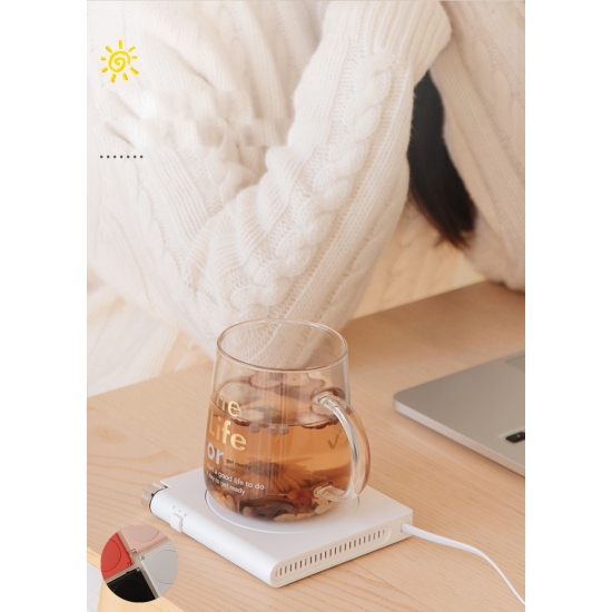 Outdoor Portable Thermostat Heating Coaster 3-speed Timer Cup Mat for Heating Milk Coffee Pink