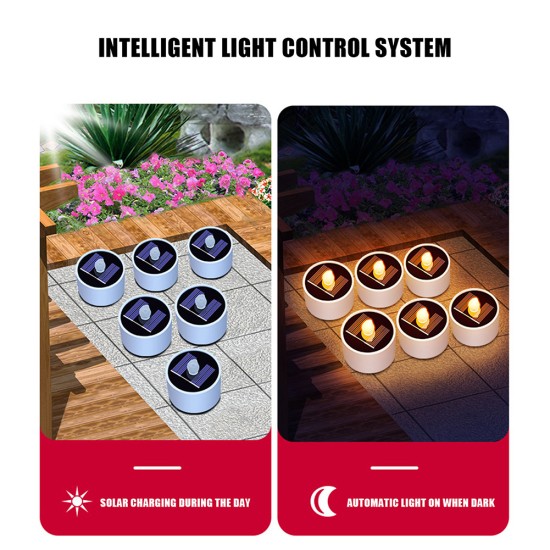 Outdoor Solar Candle Light Flameless IP42 Waterproof Induction Night Lamps for Garden Yard 6pcs