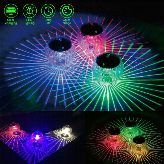 Outdoor Solar Led Floating Light Garden Pond Pool Lamp Rotating RGB Color Changing Light