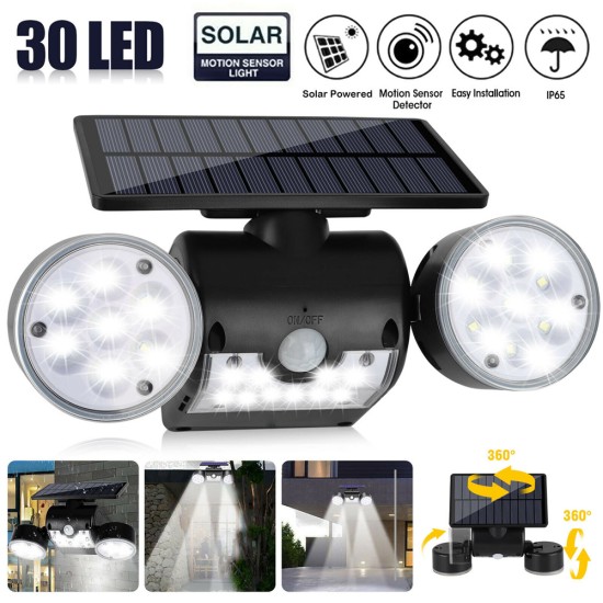 Outdoor Solar Light Folding Rotating Double Head 30led Motion Sensor