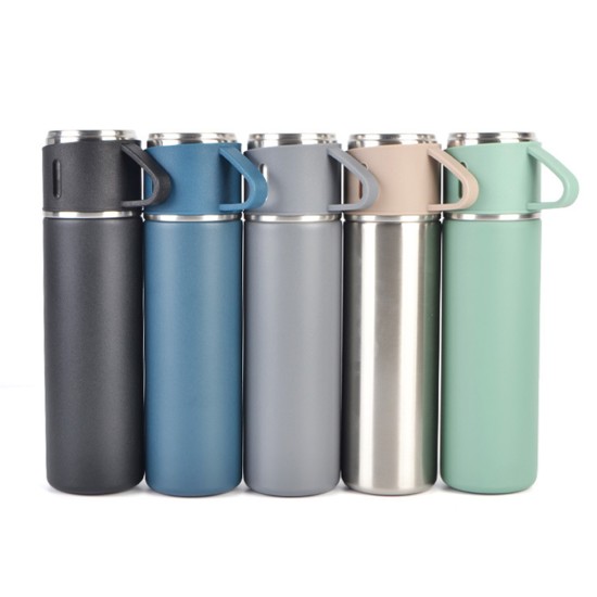 Outdoor Vacuum Cuo for Women Men Large Capacity 304 Stainless Steel Travel Portable Kettle Cup 500ML Lake Blue - Thermos Cup (cover cup dual-use models)