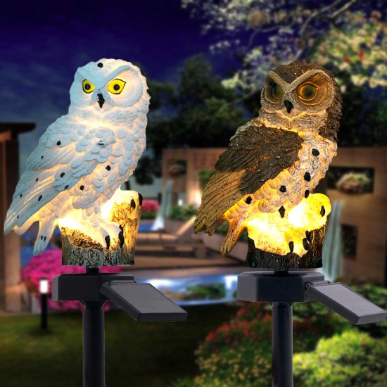 Owl Shape Solar-Powered Lawn Lamp for Outdoor Yard Garden Lighting Decoration warm light