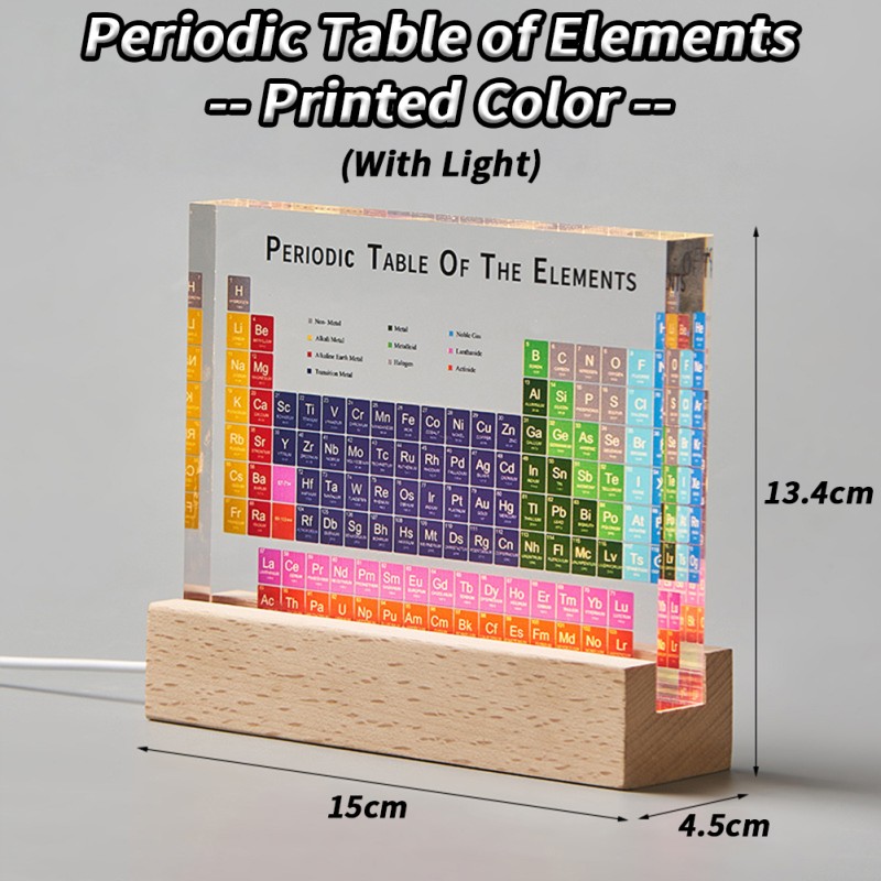 Periodic Table With Light, Acrylic Periodic Table Ornaments With 83 Kinds Of Real Elements And Wooden Stand, Home Decor For Science Lovers Students Gifts Built-in transparent Periodic Table With Light, Acrylic Periodic Table Ornaments With 83 Kinds Of Real Elements And Wooden Stand, Home Decor For Science Lovers Students Gifts Built-in transparent