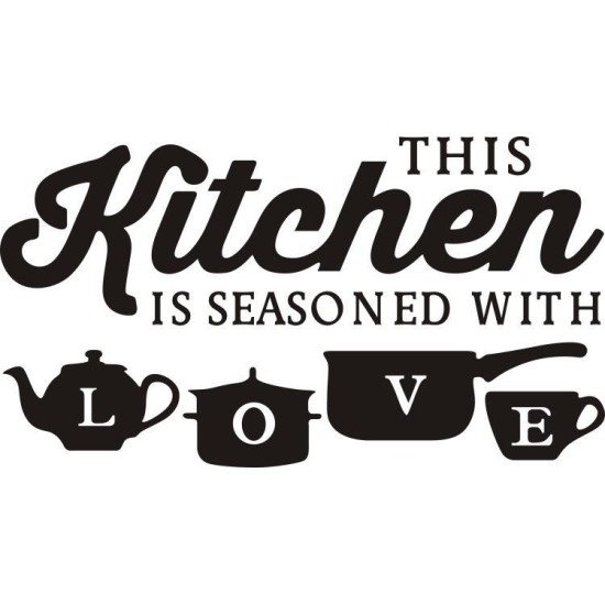 Personality Kitchen Love PVC Removable Letter Kitchenware Wall Sticker black