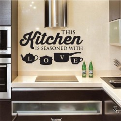 Personality Kitchen Love PVC Removable Letter Kitchenware Wall Sticker black