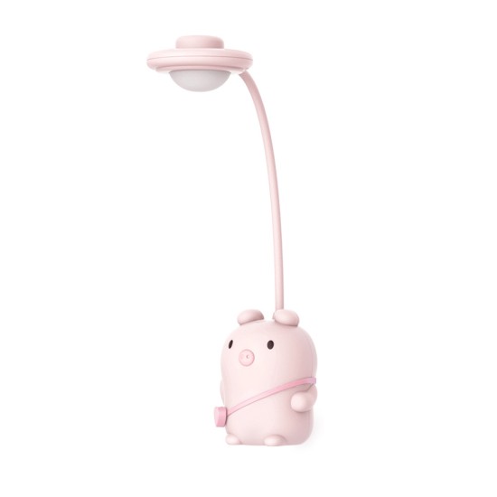 Pet Pig Table Lamp Learning LED Folding USB Charging Child Escritorio Night Light Pink