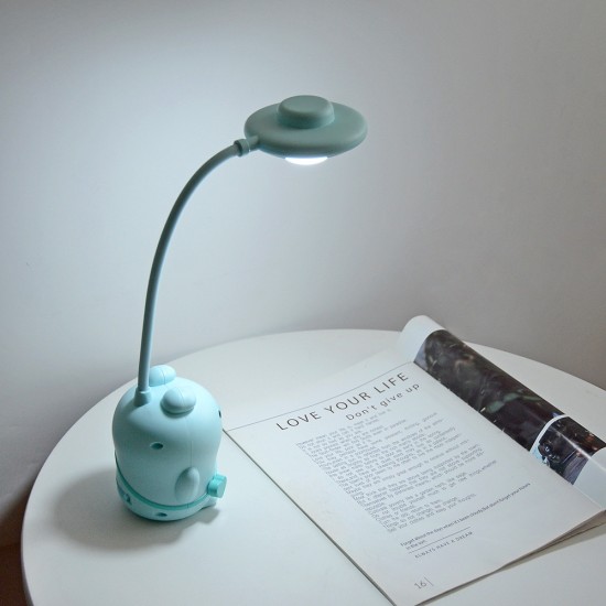 Pet Pig Table Lamp Learning LED Folding USB Charging Child Escritorio Night Light blue