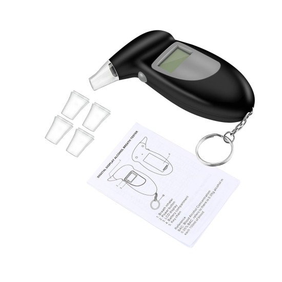 Pocket LCD Digital Alcohol Breath Analyzer Breathalyzer Tester Detector Black black