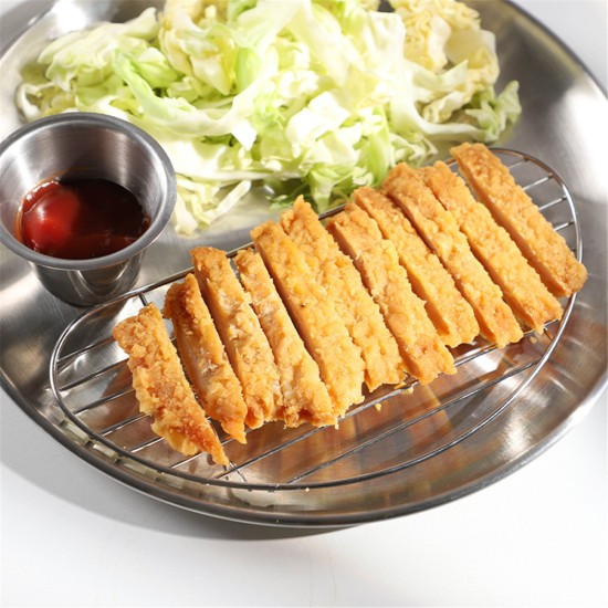 Pork Chop Plate Cafe Salad Plate Stainless Steel Plate (23cm/26cm) With Rack Large 26cm_Disc + rack