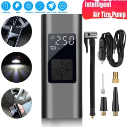 Portable 12v Car Digital Air  Tire  Pump With Multi-purpose Nozzle Led Display Auto Electric Built-in Radiator Inflator Compressor black