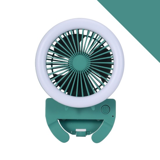 Portable Fan Mobile Phone Selfie Beauty Fill Light Fan with 3 Modes Speed Adjustable Dark green_9.5cm * 9