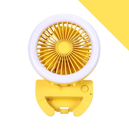 Portable Fan Mobile Phone Selfie Beauty Fill Light Fan with 3 Modes Speed Adjustable yellow_9.5cm * 9