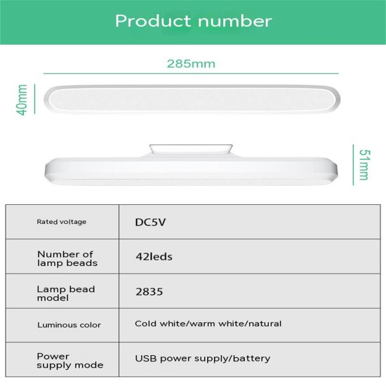 Portable Led Reading Light Desk Lamp 120 Degree Wide Angle Adjustable Night Light Battery model White