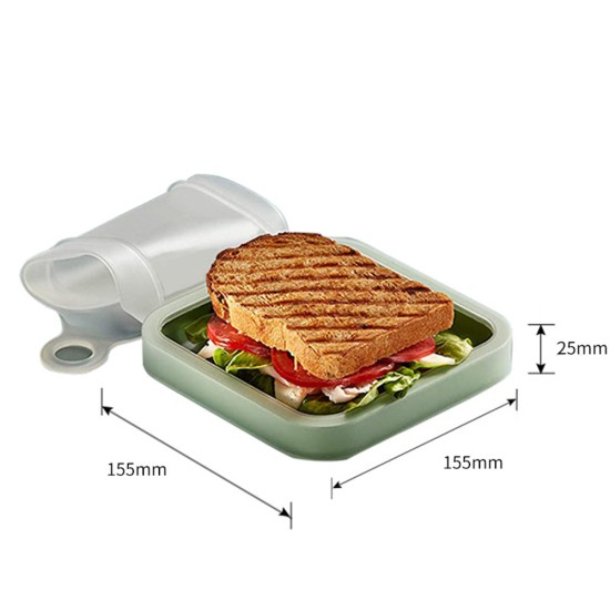 Portable Lunch  Box For Sandwich Take-out Lunch Box Student Office Worker Lunch Box Practical Food Container Transparent green