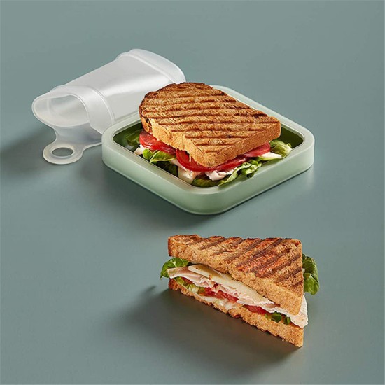 Portable Lunch  Box For Sandwich Take-out Lunch Box Student Office Worker Lunch Box Practical Food Container Transparent green