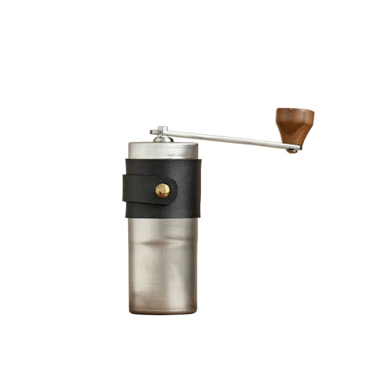 Portable Manual Coffee Grinder Adjustable Grind Size Detachable Design Leather Case Mill Machine black