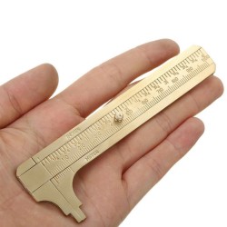 Portable Measuring Tool 100mm Mini Solid Brass Slide Ruler Scale Vernier Gold Caliper Yellow