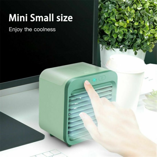 Portable Mini Air Conditioner Cooler 3 Speeds Summer Cooling Fan Humidifier For Families Offices Travel green