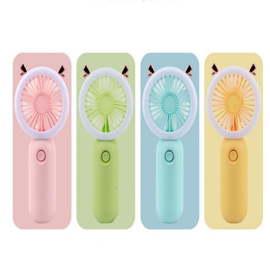 Portable Mini Fan Usb Rechargeable Handheld 3 Speeds Cooling Fan Night Light Random Color deer