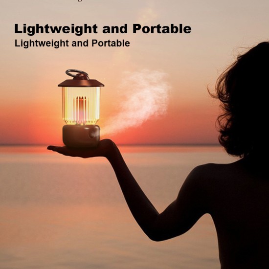 Portable Mini Kerosene Lamp Humidifier Home Creative Retro Night Light with Handle Multifunctional White