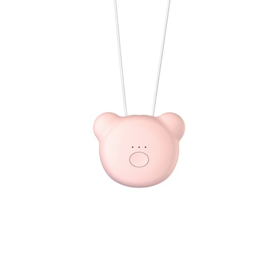 Portable Necklace Air Purifier Remove Formaldehyde PM2.5 Anion Air Freshener Bear [Pink]