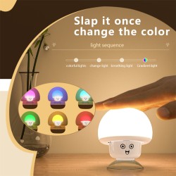 Portable Silicone Night Lights Mushroom-shaped Cute Naughty Expression For Kids Room random expression